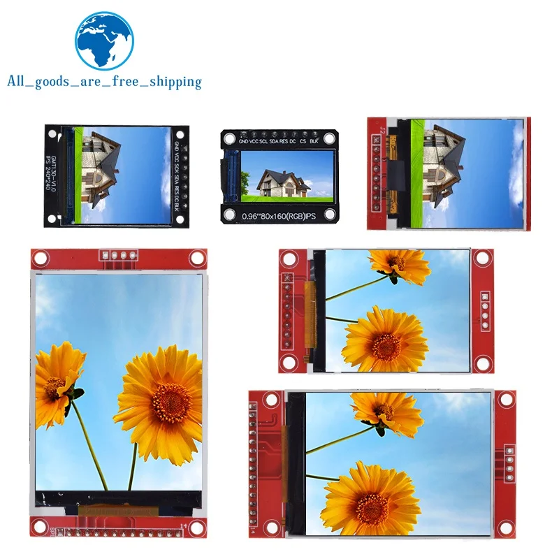 TFT Color Screen LCD Display Module, não OLED Drive, SPI Interface para Arduino, ST7735, ILI9341, 0.96, 1.3, 1.44, 1.8, 2.4, 2.8, 3.5"