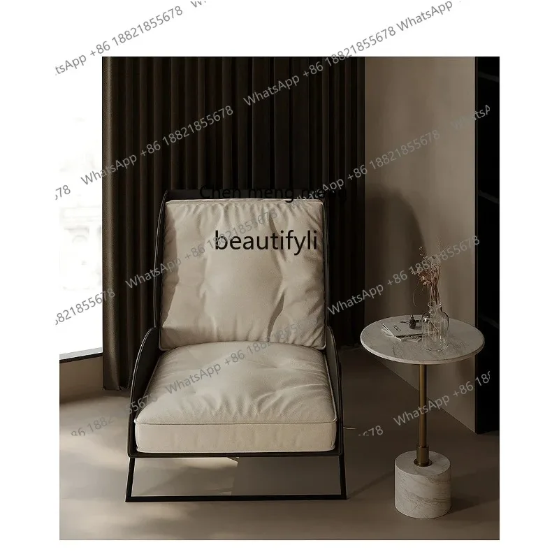 A   R Italian Minimalist Single-Seat Sofa Chair Small Apartment Balcony Armchair Leisure Chair R