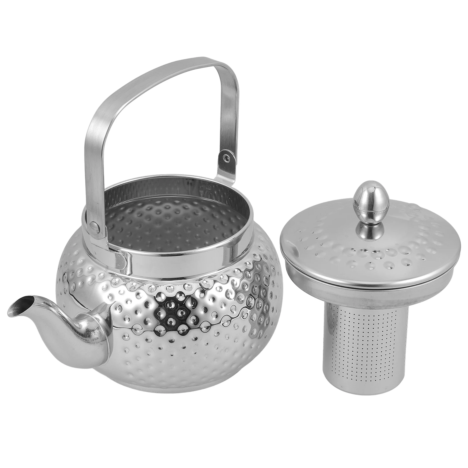 

Stainless Steel Hammered Teapot 1.5L Strainer Home Tea Kettle Portable Water Kettle Metal Tea Pot Small Teapot Stainless Steel
