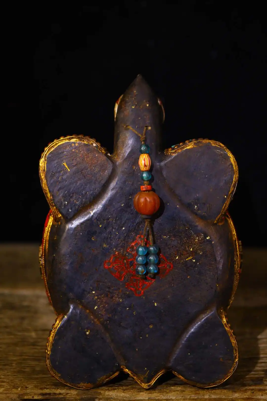 Old Meteorite Mosaic Gem gZi Beads Turquoise Six Word Proverbs Gourd Turtle Statue