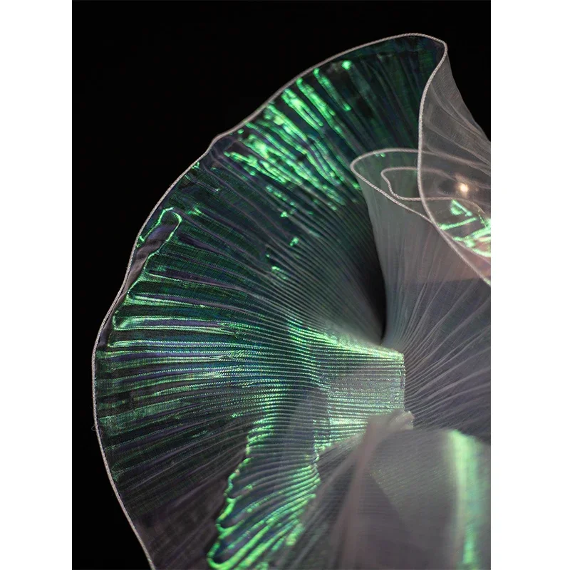 Magic Color Glass Lotus Leaf Transparent Three-dimensional Fold Gradient Art Decorative Organza Accessories European Fabrics