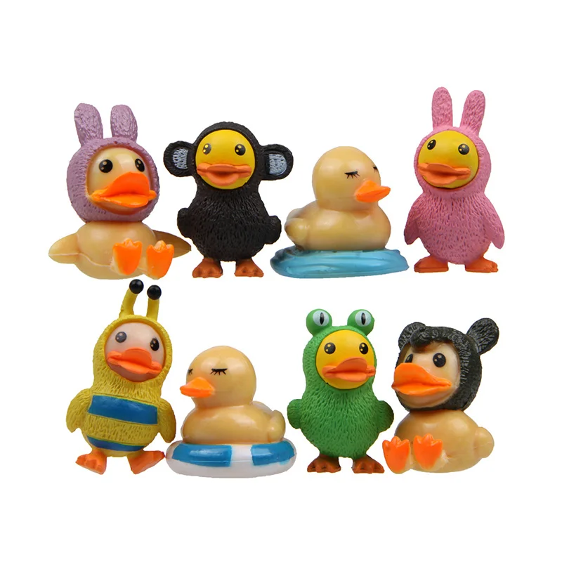 

8pcs Water Play Duck Figurines Miniature Swimming and Playing Duck Ornament Fairy Garden Dollhouse Micro Landscape Decor