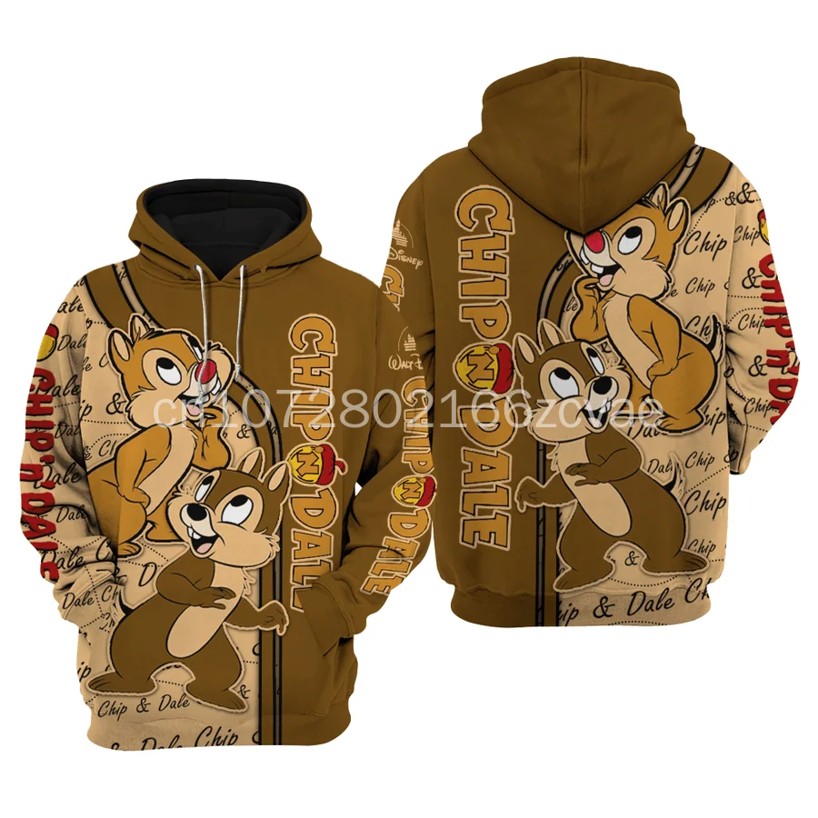 2024 Disney Chip And Dale Men Women Hoodies Casual Hip Hop Streetwear Long Sleeves Sweatshirts Boys Girls Autumn Tops Coats