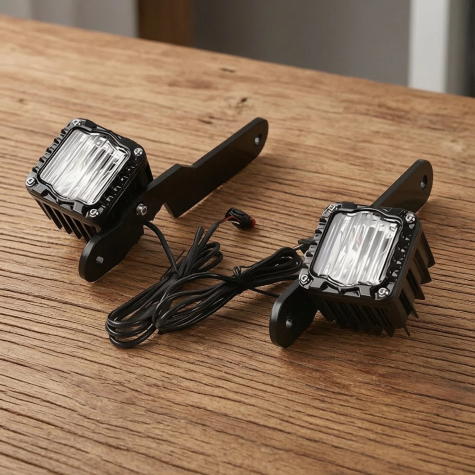 2 Pieces Motorcycle Auxiliary Light with Mount Brackets Waterproof Motorcycle Auxiliary Light Compact Slimline