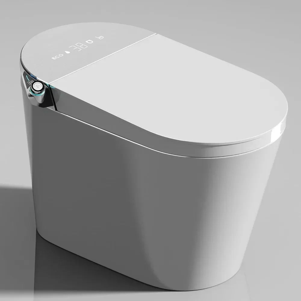 Smart Toilet with Bidet Built in, Auto Lid Opening, Heated Seat, LED Light, Remote Control, Auto Flush, Bidet Toilet