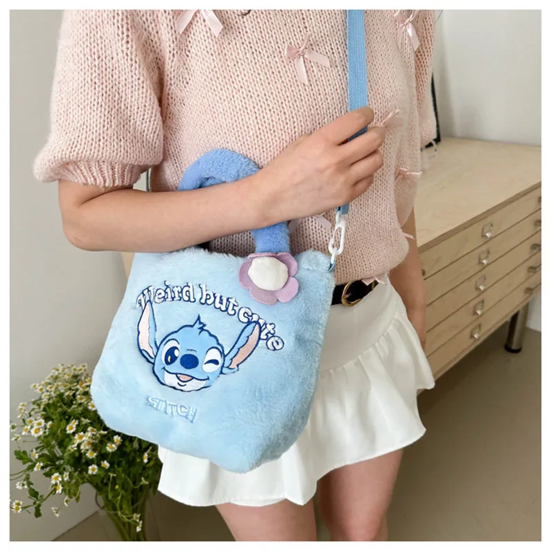 New Disney Plush Backpack Blue Stitch Funny Cartoon Large-Capacity Student Backpack Kindergarten Portable Bag Child Fashion Gift