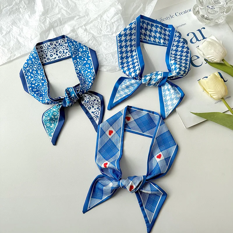 Long Skinny Scarf Klein Blue Polyester  Soft Durable Multifunctional Hair Band Bag Strap Neck Cover for Women
