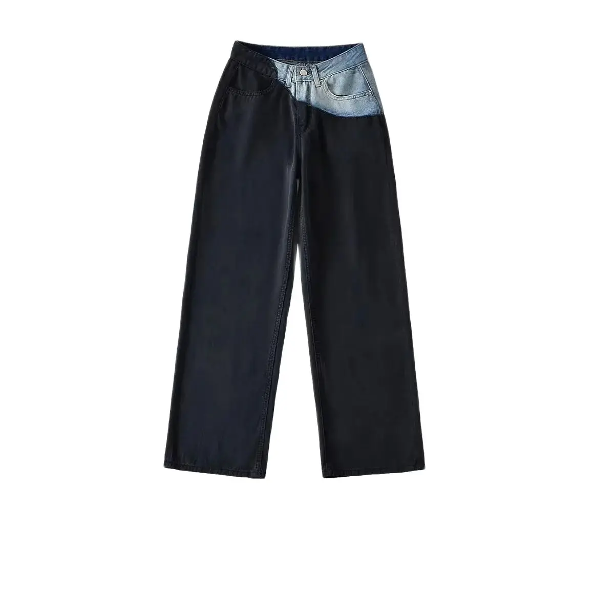 

2024 Summer New Women's Fashion Style: Zhao Liying, Same Style Spliced With Hanging Spicy Girl High Waist Wide Leg Jeans