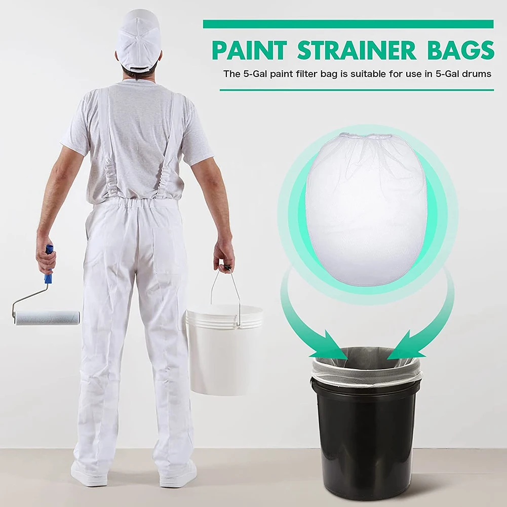 Filtros de malha fina para pintura, sacos de filtro, saco de filtro branco, 10pcs, 1 galão, 20pcs, 5 galões, 30 pcs