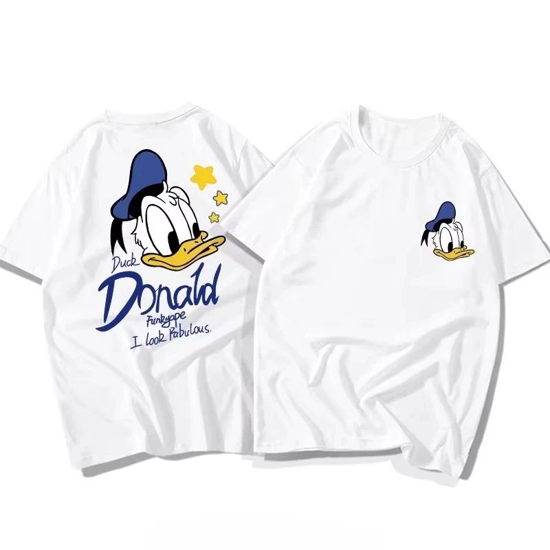 

MINISO Disney Donald Duck Daisy Short Sleeve Couple Clothing Crew Neck Loose Casual Lazy Trendy Brand Men and Women's T-Shirts