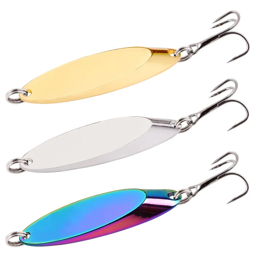 1pcs 3g 7g 14g 21g 28g 56G Metal Spinner Spoon Fishing Lure Hard Baits Spinnerbait for Trout Pike Pesca Peche Treble Hook Tackle