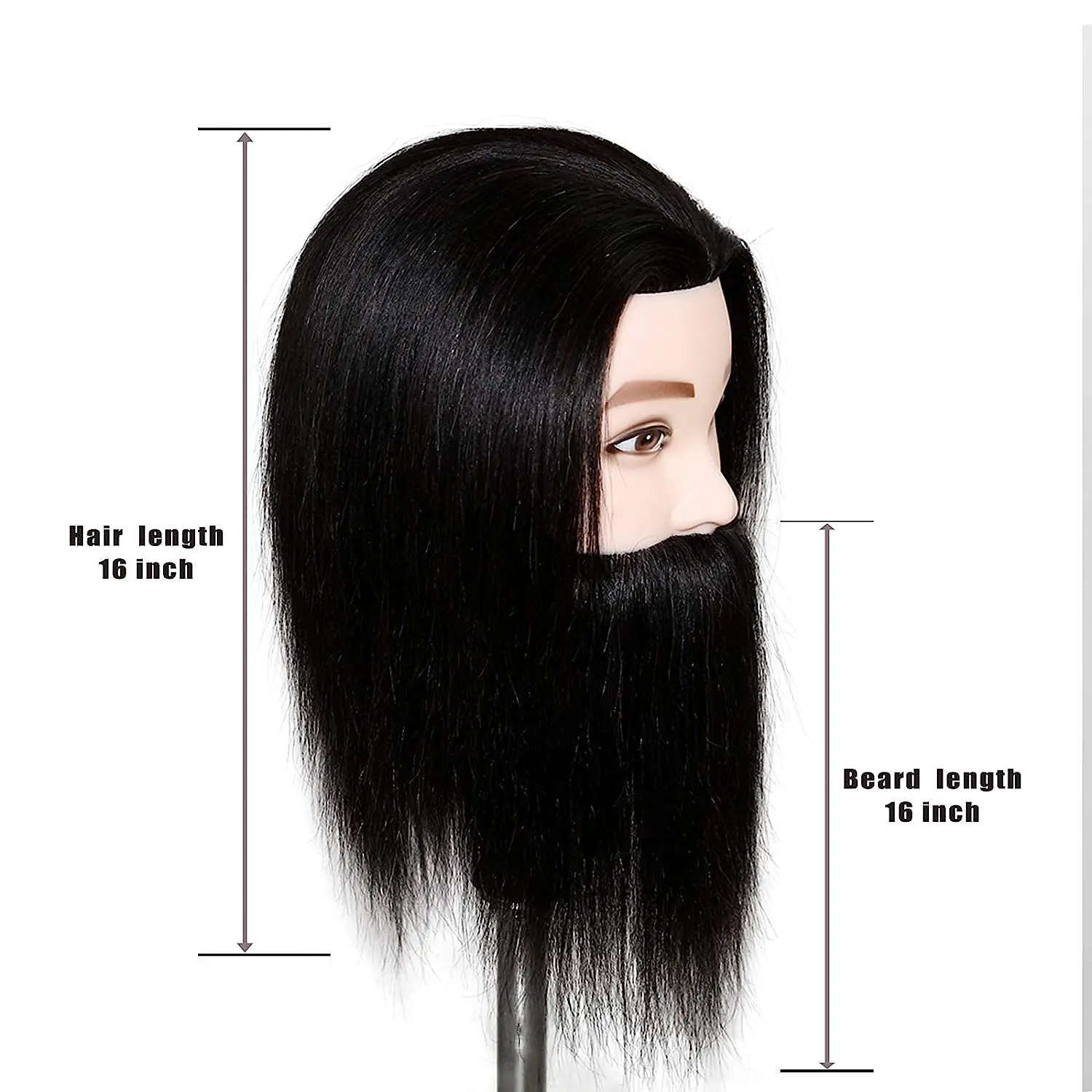 Cabeza de maniquí masculino para peluqueros, cabeza de muñeca de entrenamiento con cabello humano 100% Real, 12"