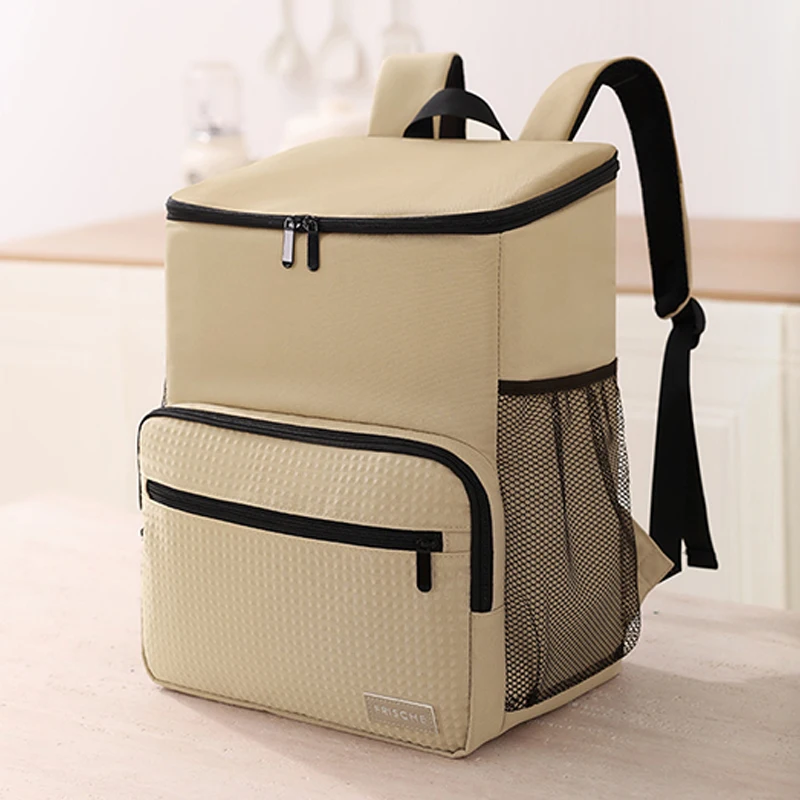 1Pc 17L Large Capacity Insulated Backpack Cooler Oxford Cloth Waterproof Beer Bag with PEVA Lined Ice Traps for Outdoor Travel