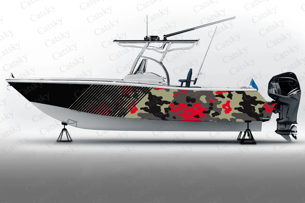 

abstract color camouflage geometric Boat Sticker Packaging Fish Boat Vinyl Waterproof Custom Marine Boat Decal Sticker