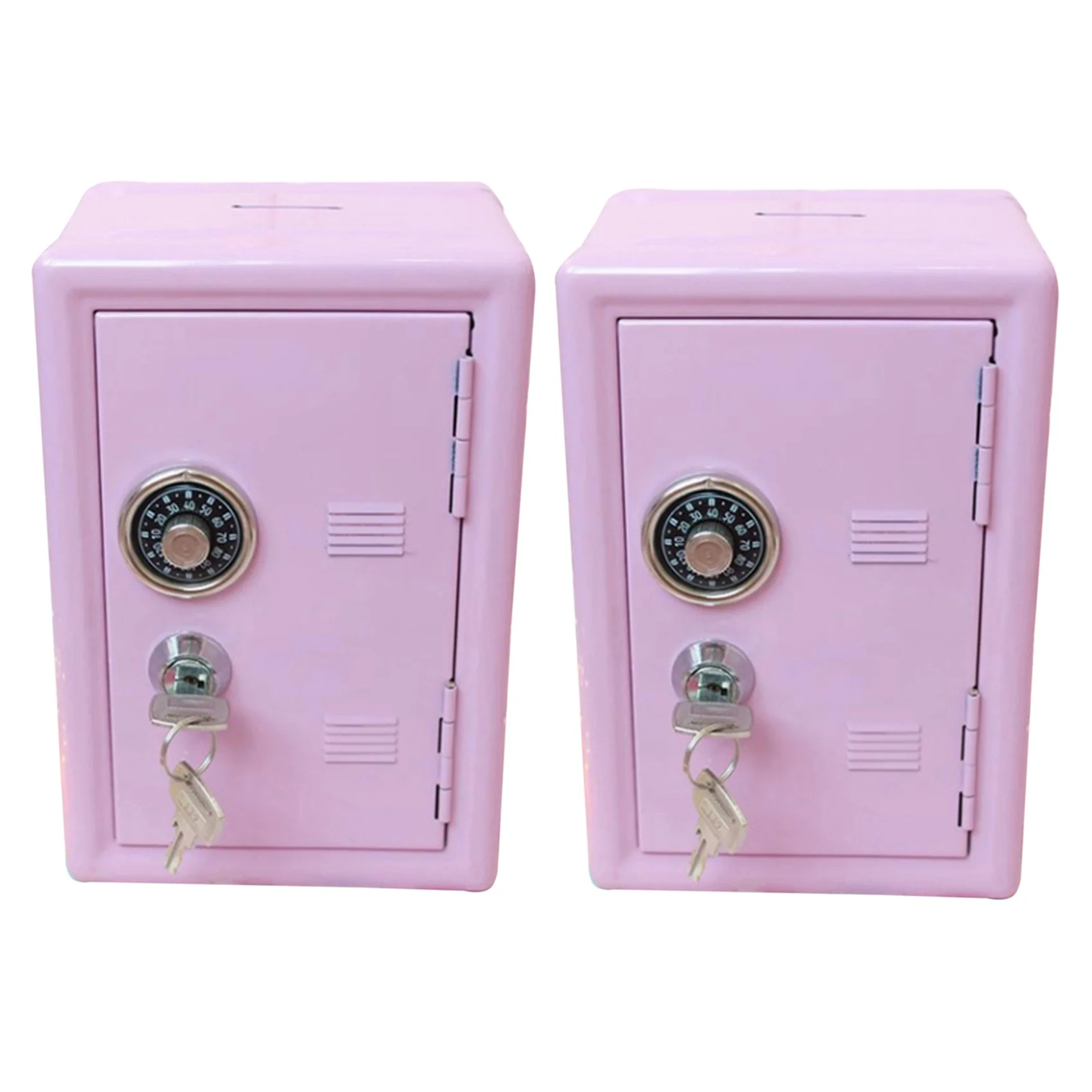 2X Kids Money Banks, Money Box Gift Safe Case Password With Key Metal Money Box Storage Bedroom Locker Home Ornament