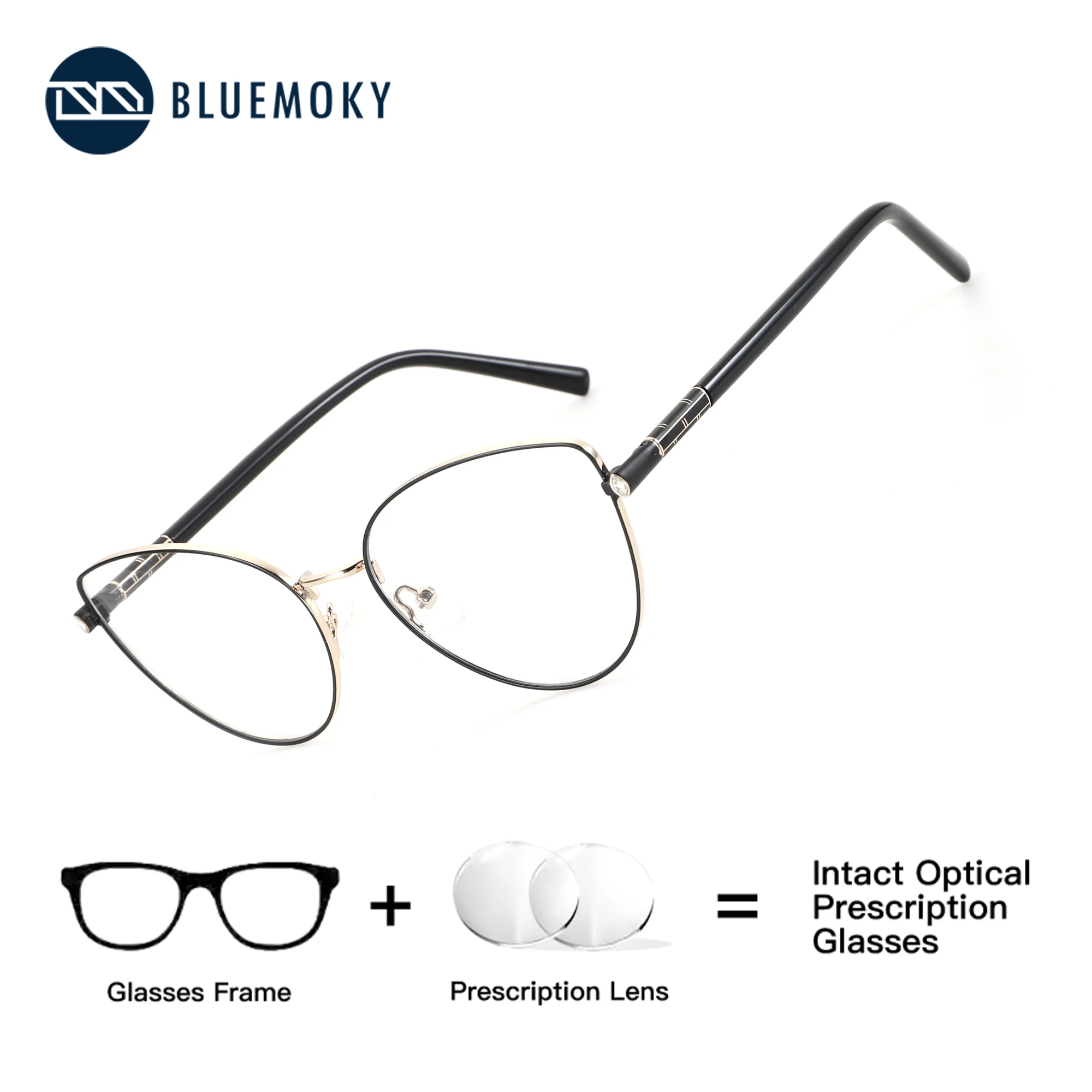 

BLUEMOKY (M Size) Metal Butterfly Prescription Eyewear Varifocal Glasses Women Presbyopic Photochromic Optical Eyeglasses