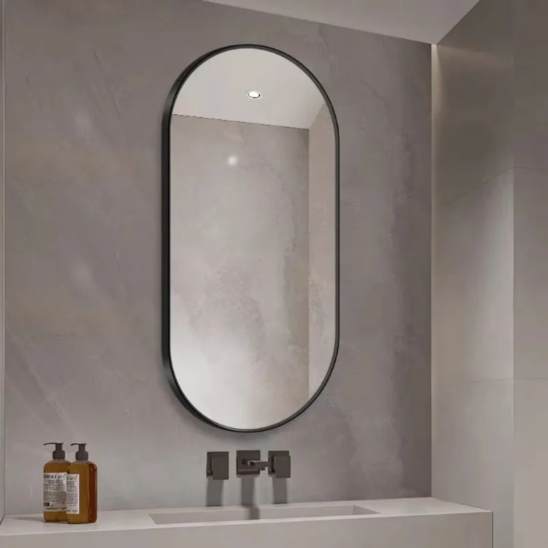 Bathroom mirror, Nordic wall-mounted self-adhesive washstand, non-perforated toilet, handwashing, wall-mounted, dressing, makeup