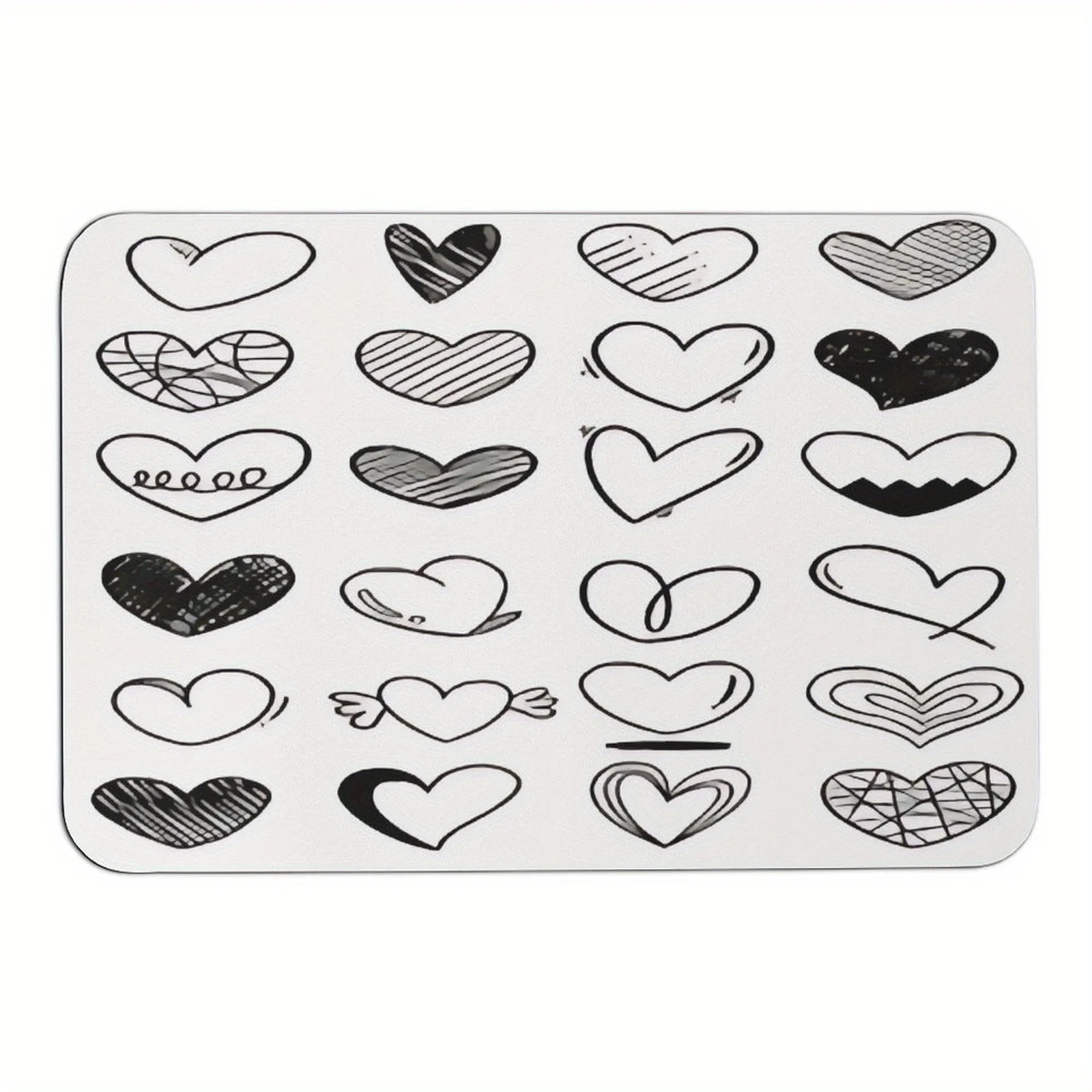 Hand-Drawn Hearts Doormat - Charming Anti-Slip, Durable Home Decor Mat for Entrance or Bathroom, , Unique Gift Idea
