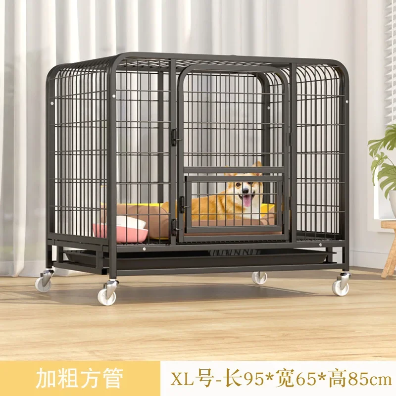 Large Dog Cages with Thickened All Square Tubes Indoor Pet Cages with Toilets Iron Cages Dog Nests