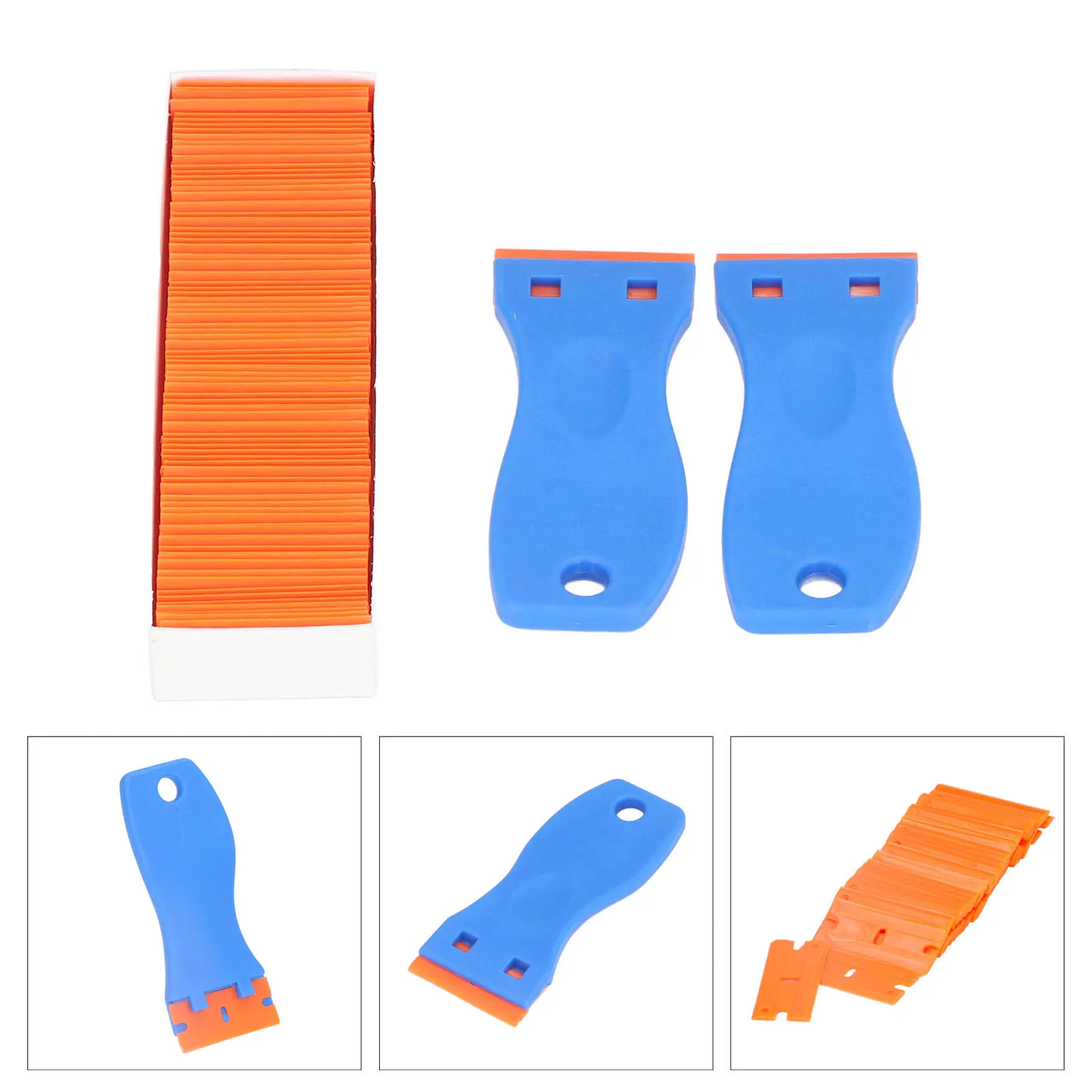 102Pcs Razor Scraper ABS Double Edged Blade Scraping Cleaning Tool Set Kit for Glue Sticker Plastic Blade Scraper