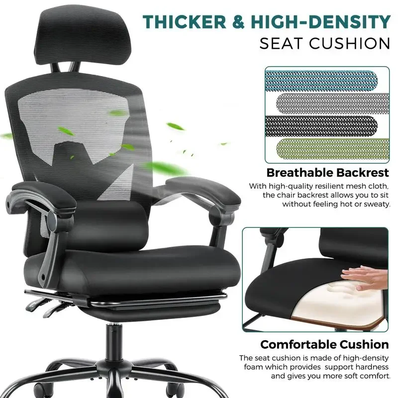 SweetFurniture Ergonomic Office Chair Reclining Office Chair with Foot Rest, High Back Computer Mesh Swivel Rolling Task Chair