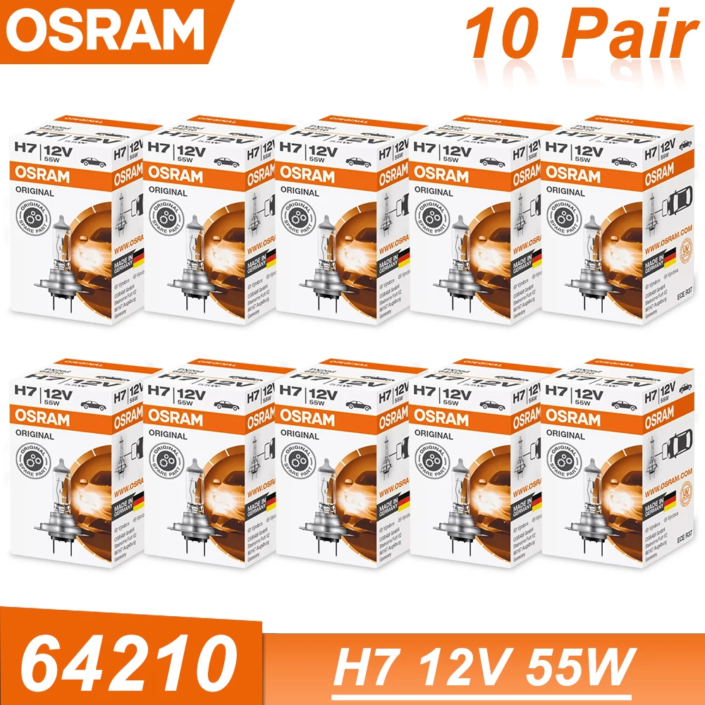 OSRAM H7 12 В 55 Вт 64210 PX26d Стандартная автомобильная галогенная лампа для фар 3200 К Лампа оригинал, сделано в Германии