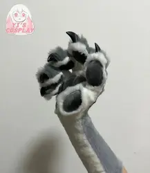 Furry Five Fingers Paws Gloves Costum With Nail Animal Cat Wolf Dog Fox Long Sleeve Gloves Kigurumi Kemono Fursuit Handmade