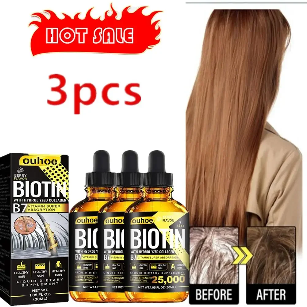 

3PCS Nutrition Biotin Liquid Drops Essential Oil Collagen B7 Vitamin Oil Trengthen Hair Root Anti Hair Weak Treatment