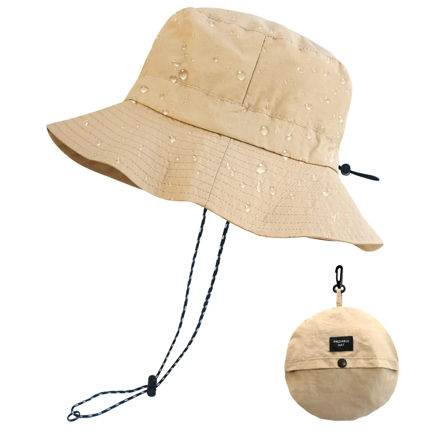Wasserdichter Eimerhut für Damen und Herren, Regenhut, breite Krempe, verstaubarer Sonnenhut, UV-Schutz, Sommer, Strand, Angeln, Wandern, Safari-Hut – Detail 10