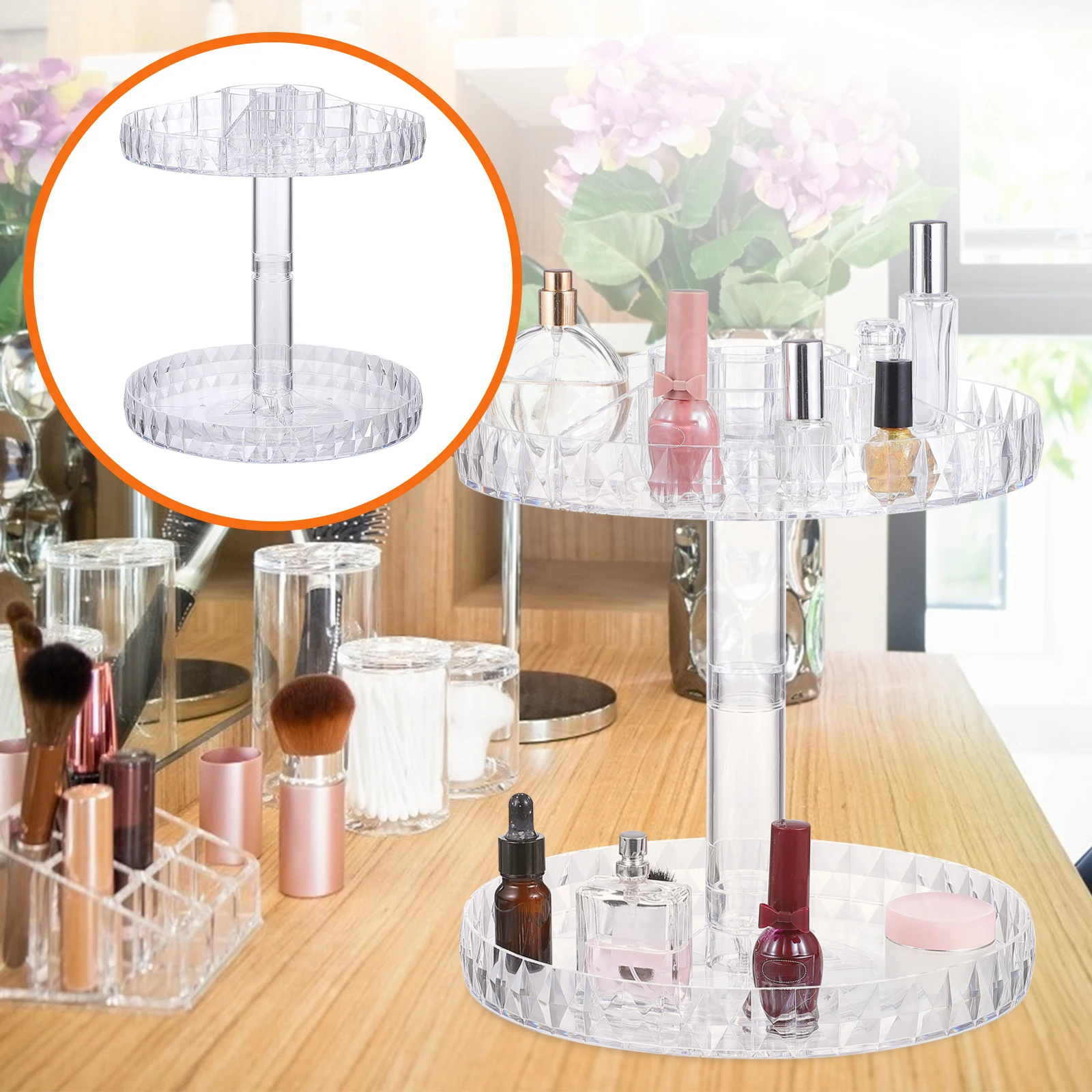 

Rotating Storage Rack Transparent Plastic Makeup ganizer Bathroom Bedroom Dressing Table Household Supply Space Saving