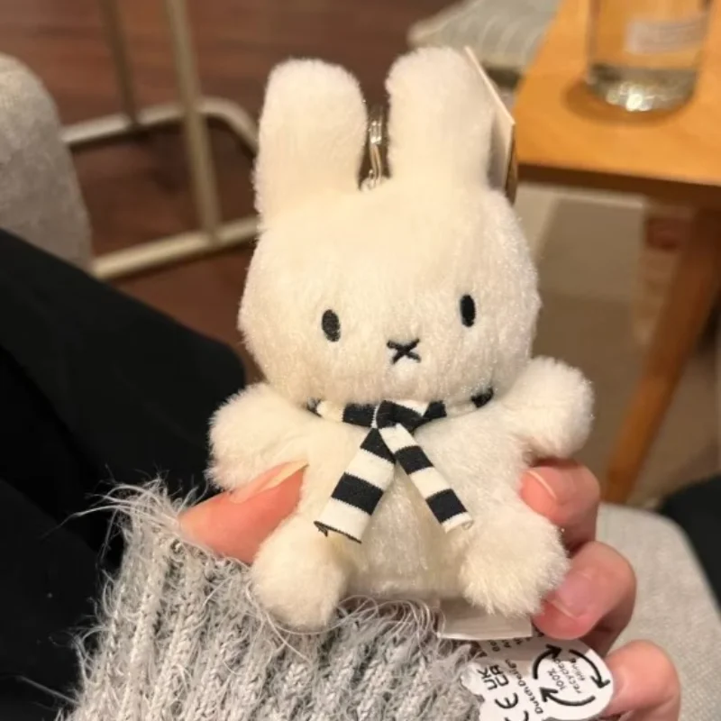 Miffys Keychain Pendant Plush Toy Cute Striped Rabbit Dolls Bag Accessories Kawaii Cartoon Anime Decoration Birthday Gifts