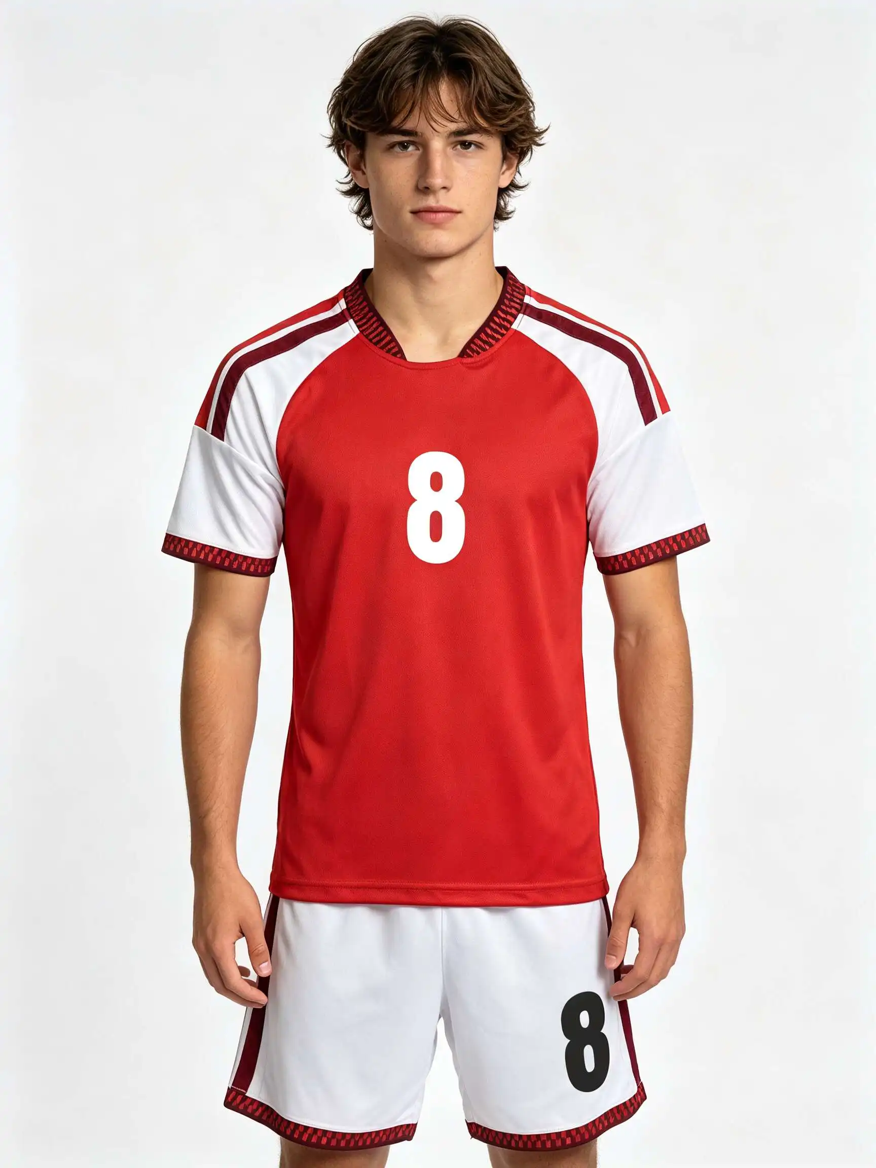 26/27 Unisex Blank Soccer 2‑Piece Set, Kids Adults Parent‑Child Kit, Custom No.1 7 8 9 10 for School Outdoor Team Sports red 10