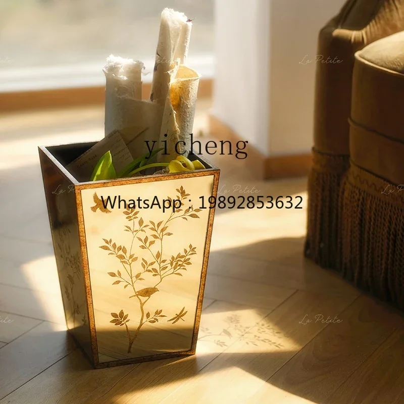 

BBZws.retro mirror plant flower bird paper basket storage bucket household flower utensils garbage storage bucket