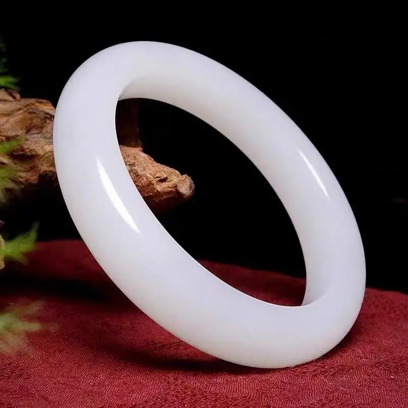 

Gran oferta, brazaletes de jade 100% real Natural, pulsera de Jade de cuarzo blanco, joyería para mujer y amiga