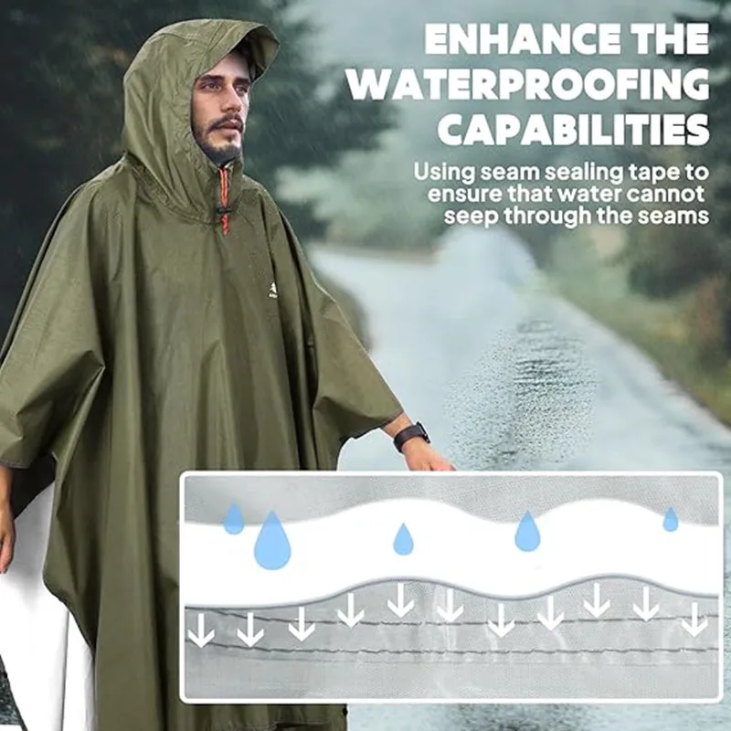 3 in 1 Multifunctional Raincoat Backpack Rain Cover Hiking Cycling Poncho Waterproof Tent Outdoor Camping Shade Tent Picnic Mat