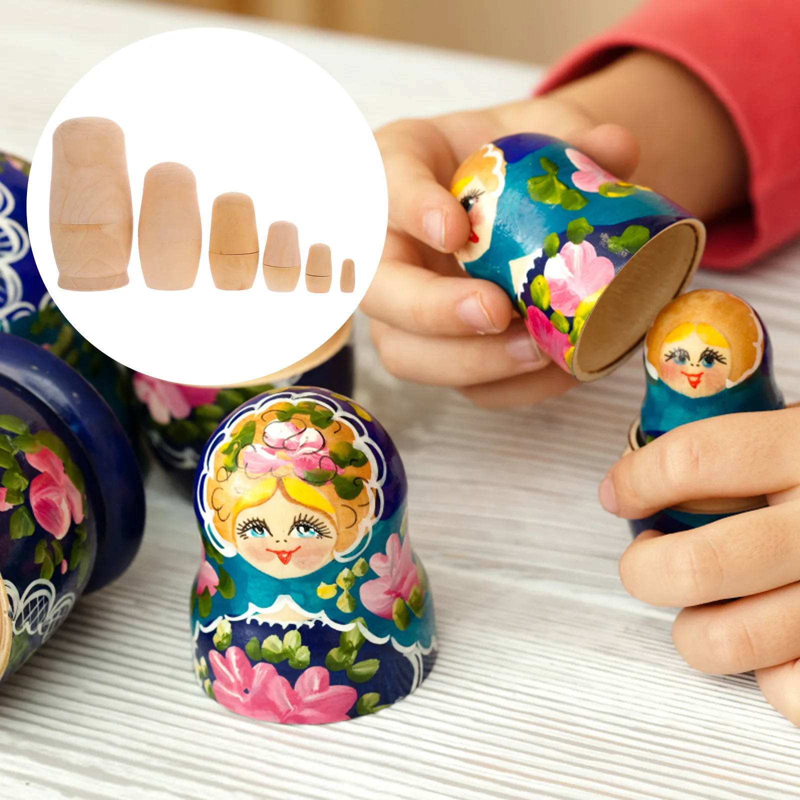 

1Set Wood Semi Finished Russian Nesting Set Ideal for DIY Painting Unique Personalized Gift Blank Set Painting Base