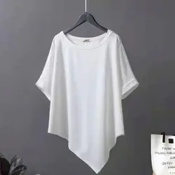 Irregular T Shirts Women Korean Style Oblique Hem T-shirt Fashion Casual Loose Pullover Short Sleeve Tops Summer Trend Tshirt