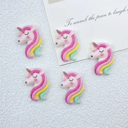 10PCS Cute Unicorn Flat Back Resin Figurine DIY Scrapbook Bow Accessories Home Decoration Crafts