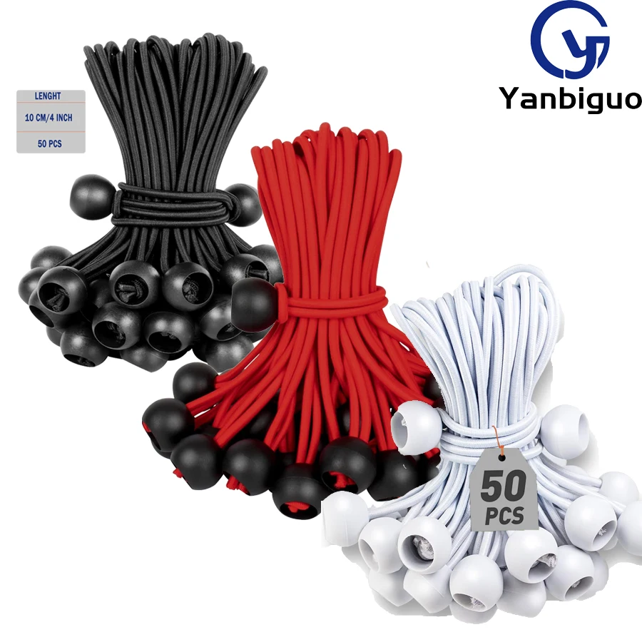 

Ball Bungee Cords 50-Pcs for Canopy Tarp Tie Down Bungee Balls Camping, Shelter,Cargo,Tent Poles 50-Pcs Bungee Balls