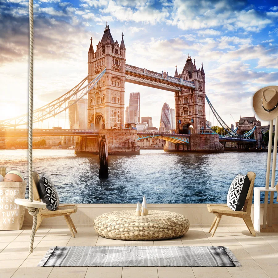 Custom Self Adhesive Wallpapers for Living Room Decoration Tower Bridge London Contact Wall Papers Home Decor Panel City Mural