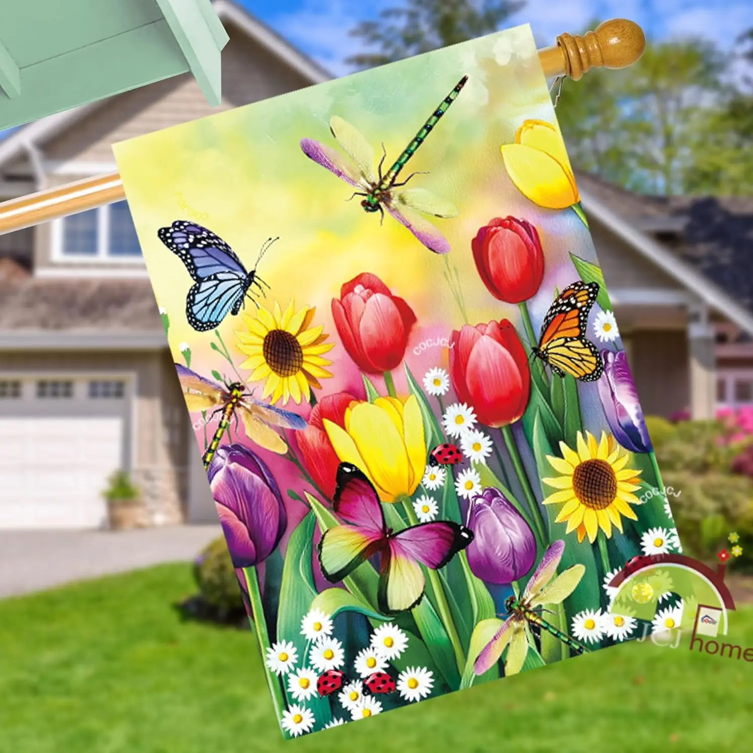 مرحبا الصيف أعلام البطيخ على الوجهين، ترحيب البيت العلم مزدوجة الوجهين ساحة النحل البيت مزرعة موسمية