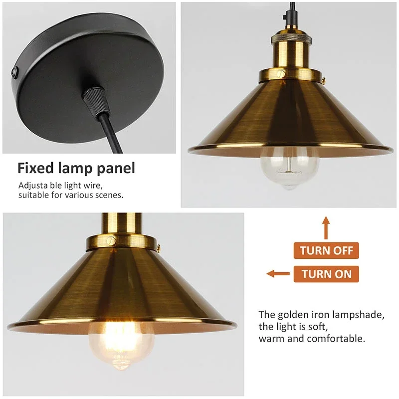 

Retro Industrial Chandeliers Iron E27 Lamps For Kitchen Bedroom Restaurant Home Black/Gold 3 Heads Hanging Light