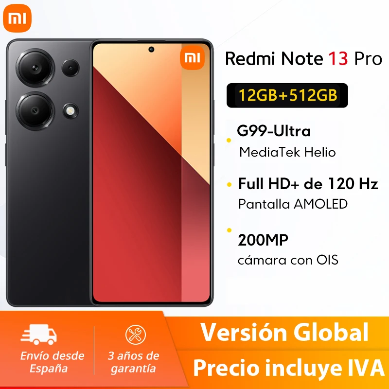 Xiaomi Redmi Note 13 Pro 4G Global version 12GB + 512GB Helio G99 Ultra screen FHD 6,67 120Hz fast charge 67W NFC