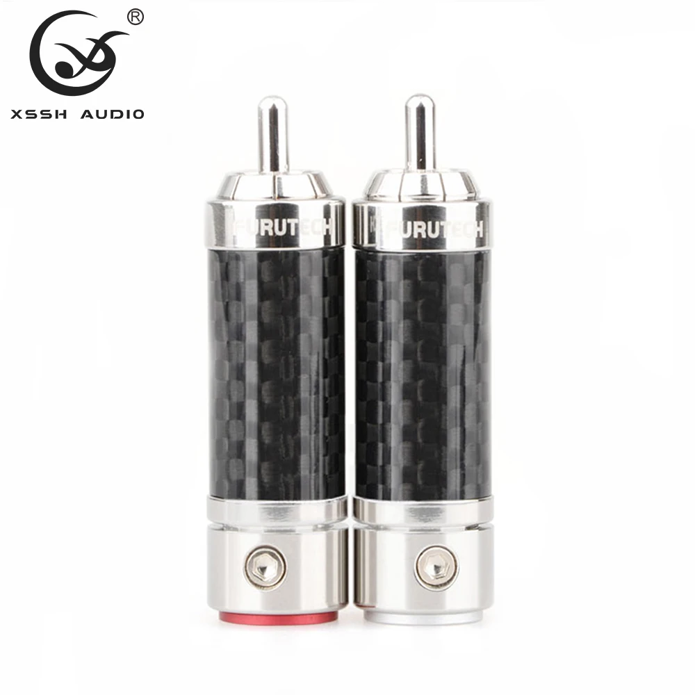 Rca xssh yivo 4個8個ハイエンドハイファイdiy 9ミリメートル黒炭素繊維ロジウムメッキ男性オーディオrcaプラグジャック用ケーブルコード