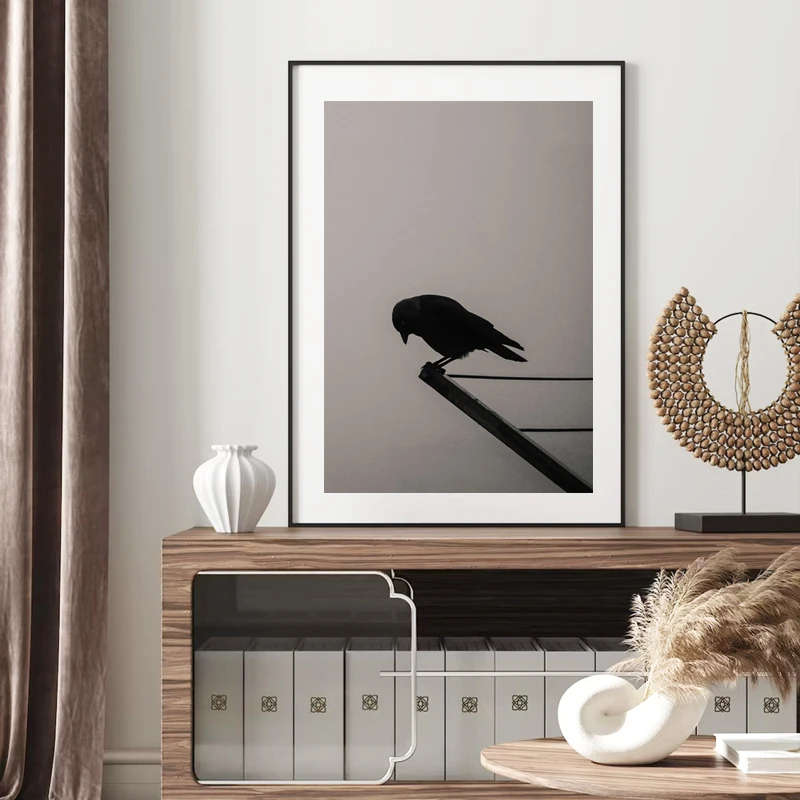 Vintage Raven Art Print The Raven Edgar Allan Poe Poem Poster Gothic Wall Decoration Canvas Painting Bird Sketch Pictures Decor