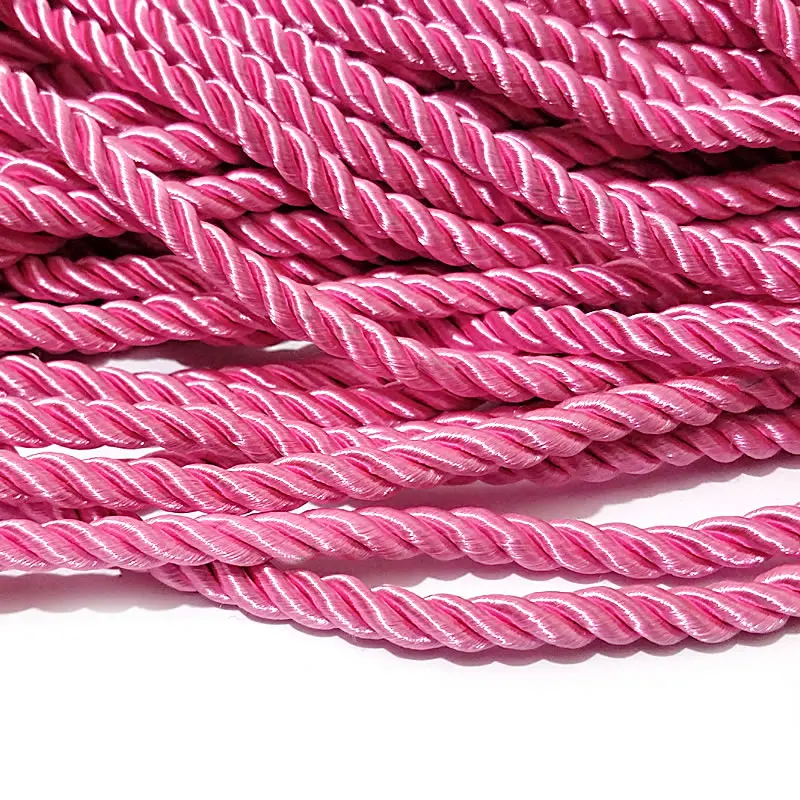 (30125)10 Meters 5mm Satin Polyester Cords Three strands of Rope Silk thread Rope Diy Jewelry Findings Accessories