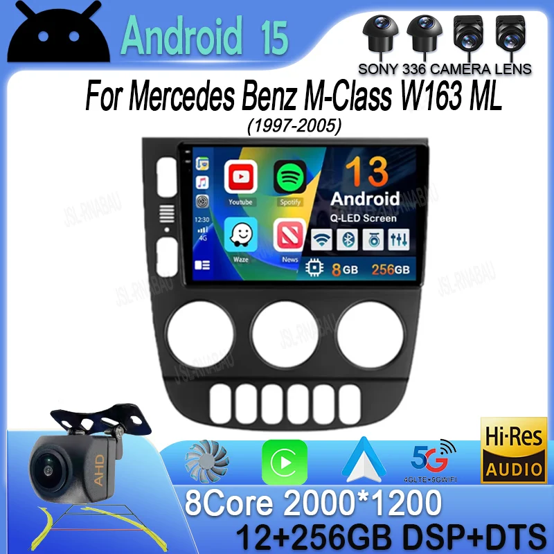 

Автомобильный радиоприемник Android 15 для Mercedes Benz M-Class W163 ML 1997-2005, навигационный мультимедийный плеер, стерео Wi-Fi + 4G видео Carplay BT