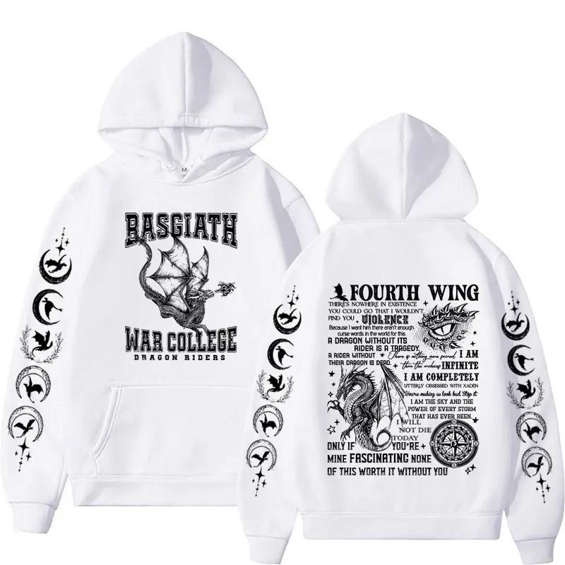 Fourth Wing Basgiath War College Hoodies The Empyrean Series Dragon Rider Hoodie Men\'s Y2k Clothes Fashion Sweatshirt Streetwear