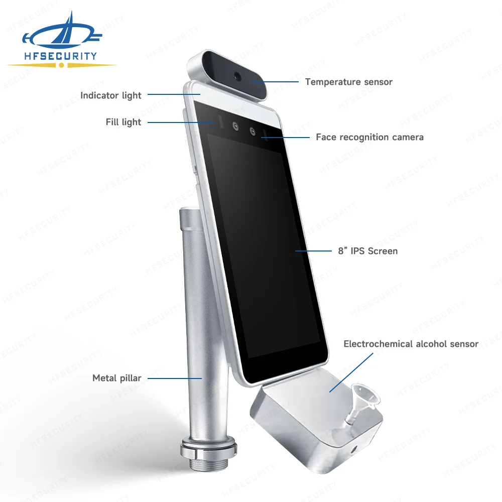 HFSecurity RA08T-A Biometric Health Code RFID Face Recognition Thermal  Alcohol Tester Access Control Machine