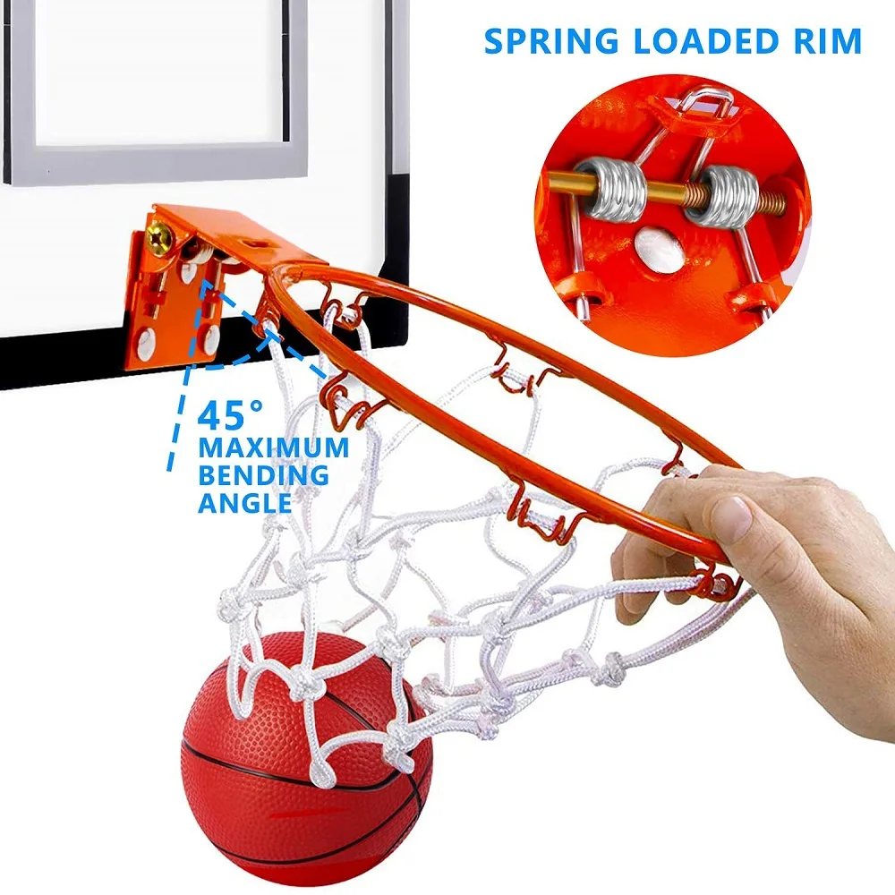 Mini Basketball Hoop Set for Kids and Adults, Bedroom, Door and Wall, 2 Balls